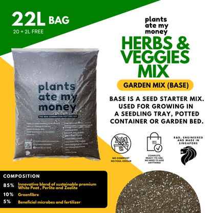PAMM [ADVANCED HERBS & VEGGIES MIX] 5L Garden Mix - Potting Mix for Vegetables, Herbs and Fruits
