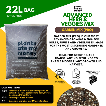 PAMM [ADVANCED HERBS & VEGGIES MIX] 5L Garden Mix - Potting Mix for Vegetables, Herbs and Fruits