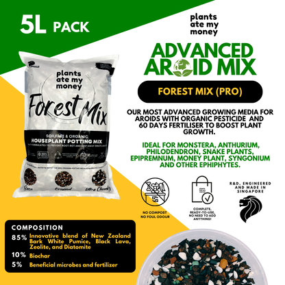 PAMM [ADVANCED AROID MIX] Forest Mix 5L OR TRIO Pack - Ultra Premium Potting Mix for Aroids and Houseplants