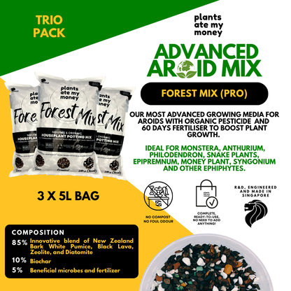 PAMM [ADVANCED AROID MIX] Forest Mix 5L OR TRIO Pack - Ultra Premium Potting Mix for Aroids and Houseplants