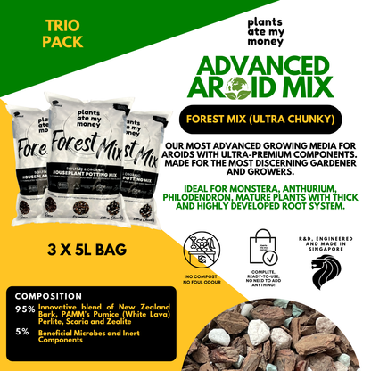 PAMM [ADVANCED AROID MIX] Forest Mix 5L OR TRIO Pack - Ultra Premium Potting Mix for Aroids and Houseplants