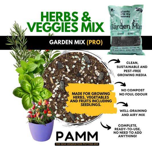 PAMM [ADVANCED HERBS & VEGGIES MIX] 5L Garden Mix - Potting Mix for Vegetables, Herbs and Fruits